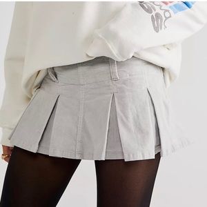 NWT! Free People Pleated Micro Mini Corduroy SKORT, Slate, Size 2